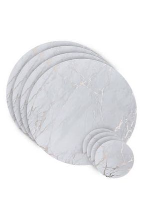 Dainty Home Marble Print 8-Piece Placemat & Coaster Set in Silver at Nordstrom Rack