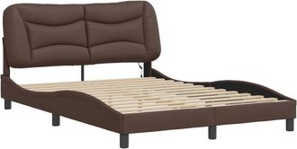 vidaXL Vidaxl - Estructura Cama Con Luces Led Cuero Sint&eacute;tico Marr&oacute;n 140x200 Cm