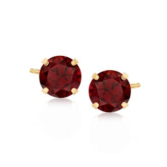 Ross-Simons Garnet Martini Stud Earrings in 14kt Yellow Gold