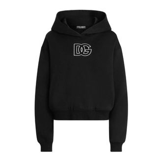 Dolce & Gabbana Hoodies, female, Black, Size: M Sweatshirt With White Logo