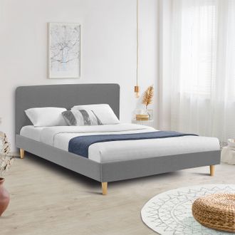 IDMarket Cama Doble Escandinava Balta 160 X 200 Cm Tejido Gris Claro