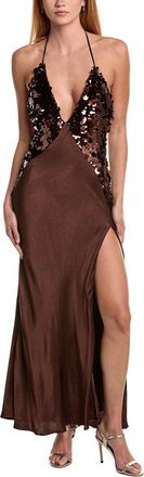 Bardot Yve Sequin Satin Halter Dress