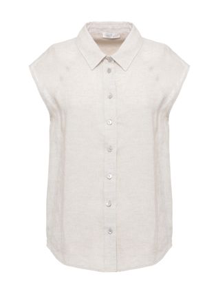 PANICALE Ivory Linen Sleeveless Casual Shirt