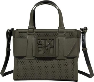 A|X Armani Exchange Handbags, female, Green, Size: ONE SIZE Shopper in Monochrome Technical Fabric