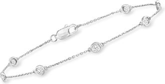 Ross-Simons Diamond Station Bracelet in Sterling Silver