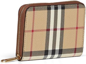 Burberry Womens Zipped Wallet Archive Check Brown Polyurethane & Purses