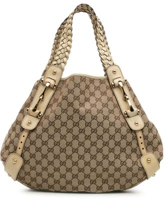 Gucci 2016-2025 GG Canvas Horsebit Pelham shoulder bag - women - Calf Leather/Canvas - One Size - Brown