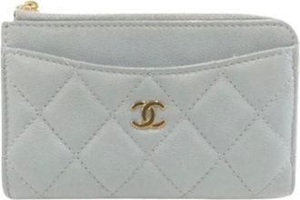 Chanel Pre-owned Wallets, female, Blue, Size: ONE SIZE Pre-owned Timeless Classic Caviar Skin Card Case