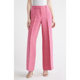 Elie Tahari The Kenna Wide Leg Linen Pants in Plum Rose at Nordstrom, Size 16