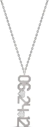 SHYMI Fancy Cubic Zirconia Heart Date Pendant Necklace in Silver at Nordstrom