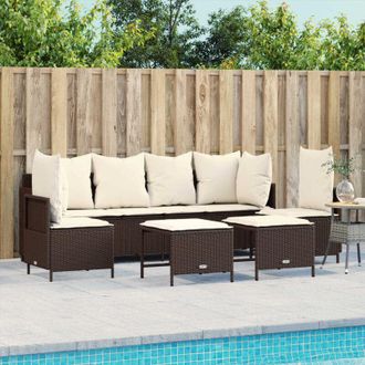 vidaXL Vidaxl - Set Comedor De Jard&iacute;n 5 Piezas Y Cojines Rat&aacute;n Sint&eacute;tico Marr&oacute;n