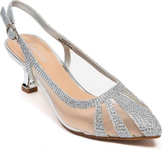 Lady Couture Macy Mesh Rhinestone Slingback Pump in Silver at Nordstrom Rack, Size 12
