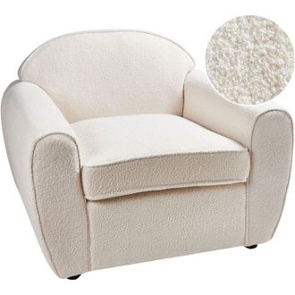 Beliani Beliani - Sill&oacute;n Moderno Tapizado De Tela Boucl&eacute; Respaldo Acolchado Grueso Beige Claro Ellede