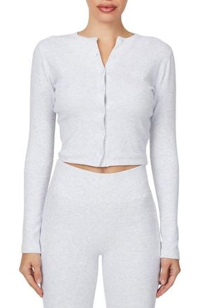 Good For Nothing Ribbed Vintage Buttoned Long Sleeve T-shirt in Grey at Nordstrom, Size X-Small Uk