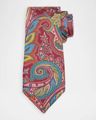 Kiton Men & apos;s Silk Multicolor Paisley 7-Fold Tie