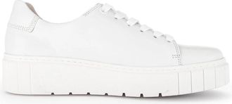 Gabor Witte vetersneaker voor vrouwen - Dames - Sneakers - Wit - 38 1/2 EU - Leer - Schoenen