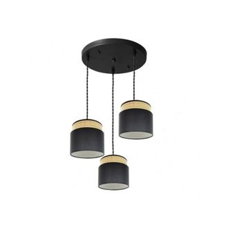 Fabrilamp Plafon Negro/natural 3 Colgantes Modelo Kandy - Fabrilamp