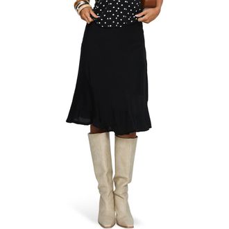 Princess Polly With Kindness Asymmetric Hem Midi Skirt in Black at Nordstrom, Size 12