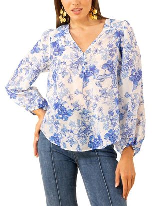 Hale Bob Hale Bob Elliot Long Sleeve Silk-Blend Top