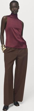 Mango Blusa satinata collo alto vino - Donna - XS - MANGO