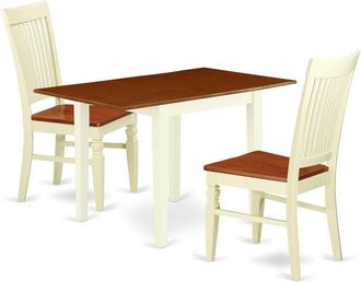 East West Furniture Dining Room Set Buttermilk & Cherry, NDWE3-WHI-W
