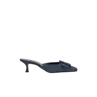 Manolo Blahnik Maysale - Dames - Muiltjes - Blauw - 37 EU - Katoen - Schoenen