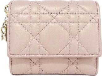 Dior Lady Dior Peach Leather Chain/Shoulder Wallet (Pre-Owned)