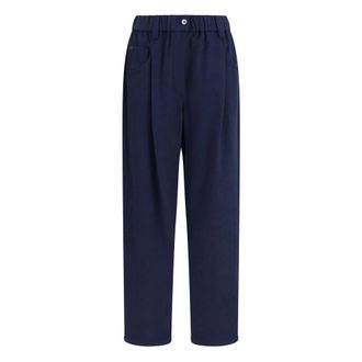 Brunello Cucinelli Pantaloni in Lana Stretch - - Trousers - Donna - Blu - M