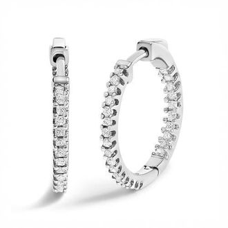 House of Brilliance Silver 1/2 Ct Princess Diamond Inside Out Hoop Earrings in White at Nordstrom