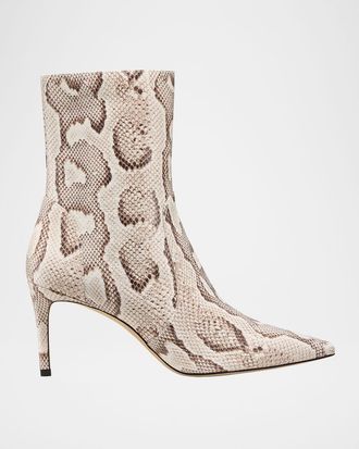 Stuart Weitzman 75mm Stuart Power Snake-Embossed Leather Booties