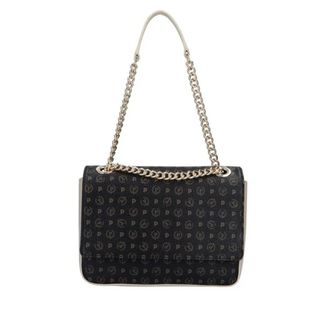 Pollini Heritage Logo Klassieke Schoudertas - Dames - Tassen - Zwart - Maat: ONE Size Zijde