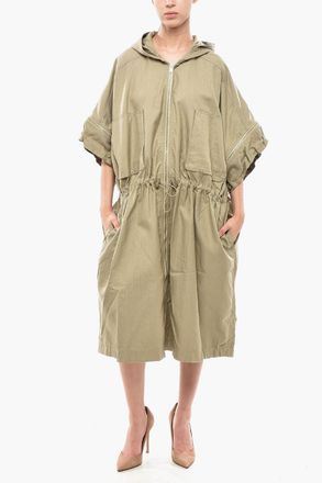 Stella McCartney Vestito in Misto Cotone Herringbone con Cappuccio e Coulisse Stella McCartney