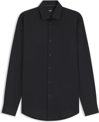 BOSS Slim-fit cotton shirt with mini monogram jacquard