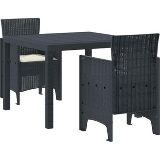 vidaXL Vidaxl - Conjunto De Comedor De Jard&iacute;n 3 Pcs Antracita Ratan Polt