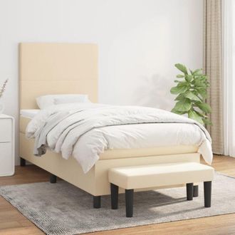 vidaXL Vidaxl - Cama Box Spring Con Colch&oacute;n Tela Color Crema 90x190 Cm