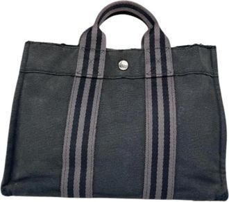 Herm&egrave;s Pre-owned Canvas Tote Bag - Dames - Vintage Shopper - Zwart - ONE Size - Vintage