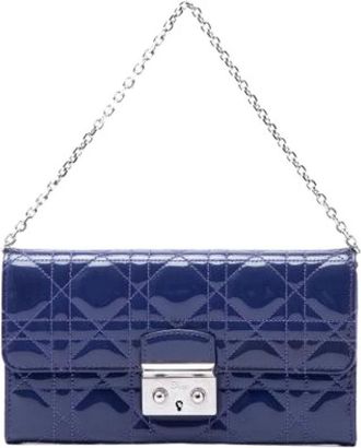 Dior Pre-owned Quilted Patent Leather Clutch - Dames - Vintage Clutch - Blauw - ONE Size - Leer - Vintage