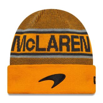 New Era McLaren F1 Official Winter Beanie Hat, Orange and Black, 2025 Team Collection