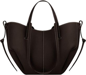 Generic Genuine Leather Womens Tote Bag - Large Capacity Barrel-shaped Commuter Shoulder Bag (Ebony small [marked])