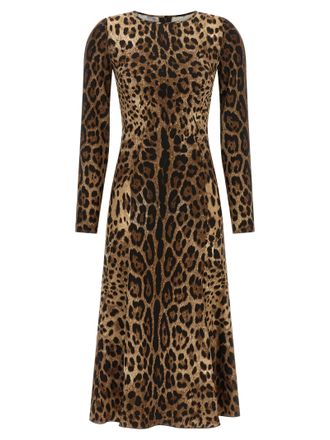 Dolce & Gabbana Brown Viscose Midi Womens Dress
