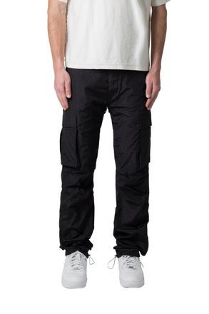mnml Mens Crinkle Cargo Pants, Black, 32