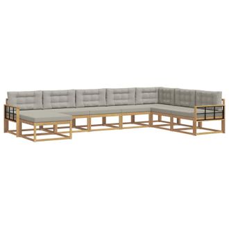 vidaXL Conjunto De Sof&aacute;s De Exterior 8 Pcs Blanco Y Gris Claro Vidaxl