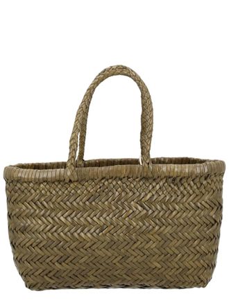 Dragon Diffusion Brown Rectangular Woven Leather Handbag
