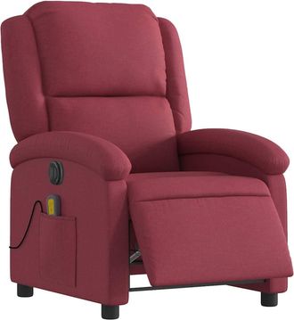 vidaXL Sill&oacute;n De Masaje Reclinable El&eacute;ctrico Tela Rojo Tinto Vidaxl