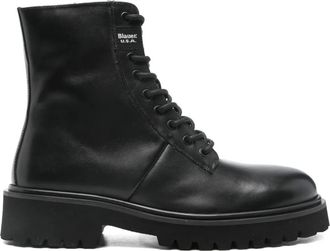 Blauer lace-up leather biker boots - men - Leather/Leather/Rubber - 43 - Black