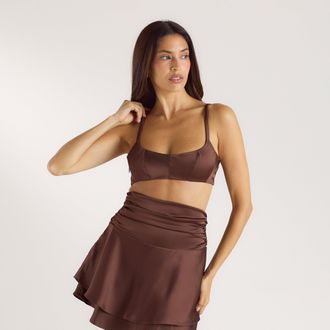 Lounge Mimi Satin Bralette - Chocolate - XS