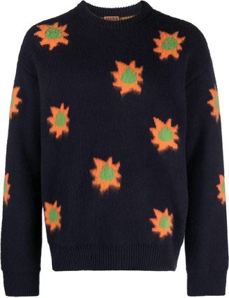 Ermenegildo Zegna patterned intarsia-knit brushed-effect jumper - men - Cashmere/Wool - L - Blue