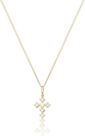 Lily & Roo Solid Gold Brilliant Genuine Diamond Tiny Cross Necklace