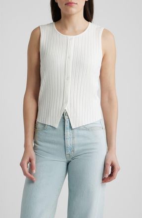 Bernardo Front Button Rib Vest in Bright White at Nordstrom, Size X-Small