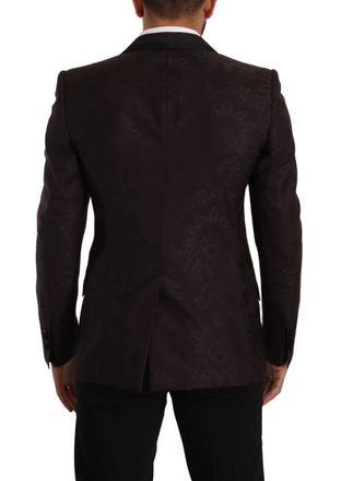 Dolce & Gabbana Mens Purple Jacquard Single Breasted Sicilia Blazer Bordeaux Virgin Wool Clothing